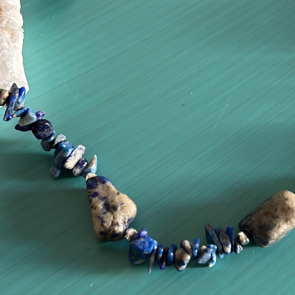 Lapis Chip and Bead Necklace - Blue Stone Jewelry - Picture 7 of 8